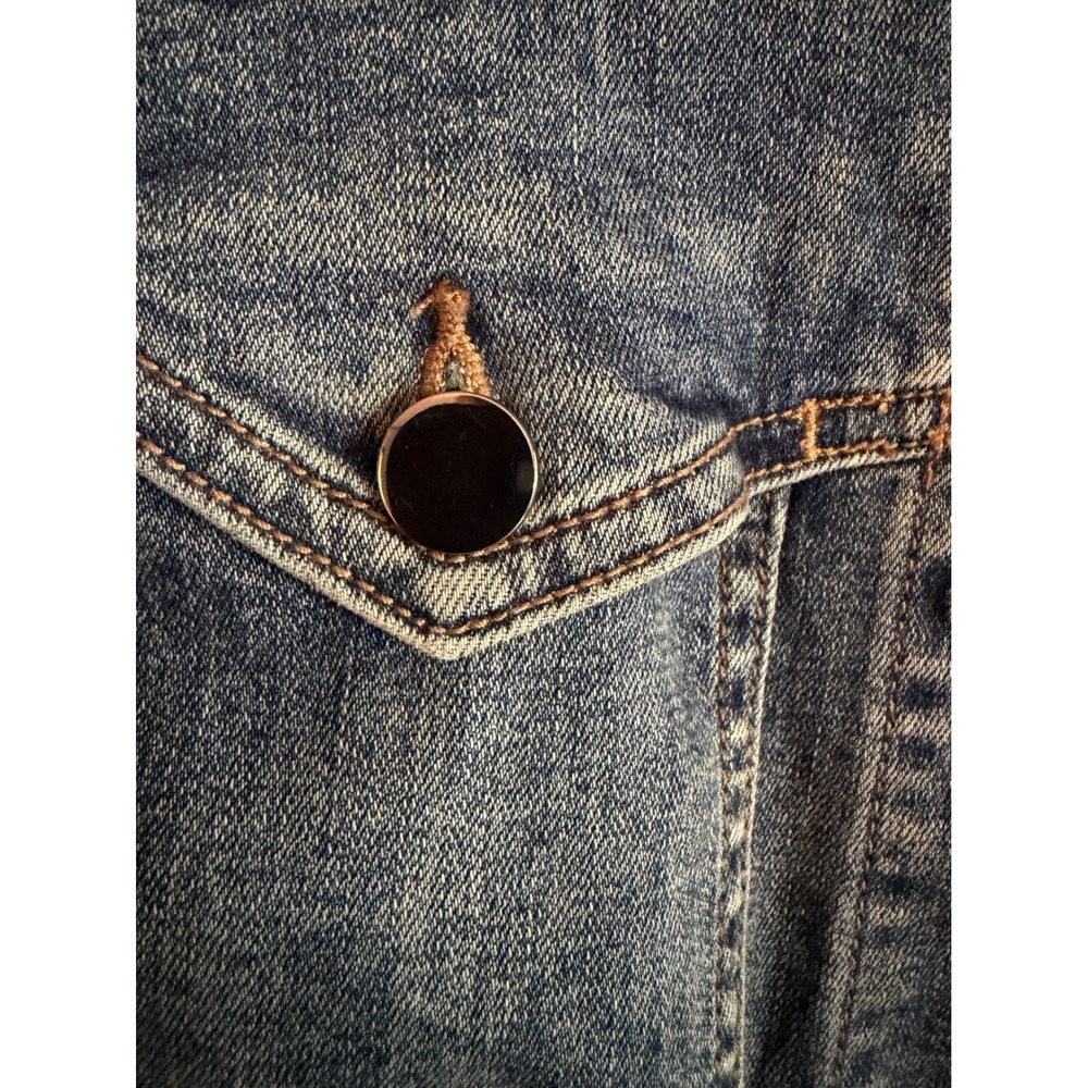BCBGMAXAZRIA Womens Medium Wash Denim Trucker Jacket Size M